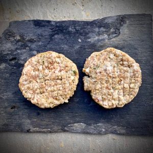 Pork and onion burgers, 4x 4oz, GM-free, soya-free, gluten-free